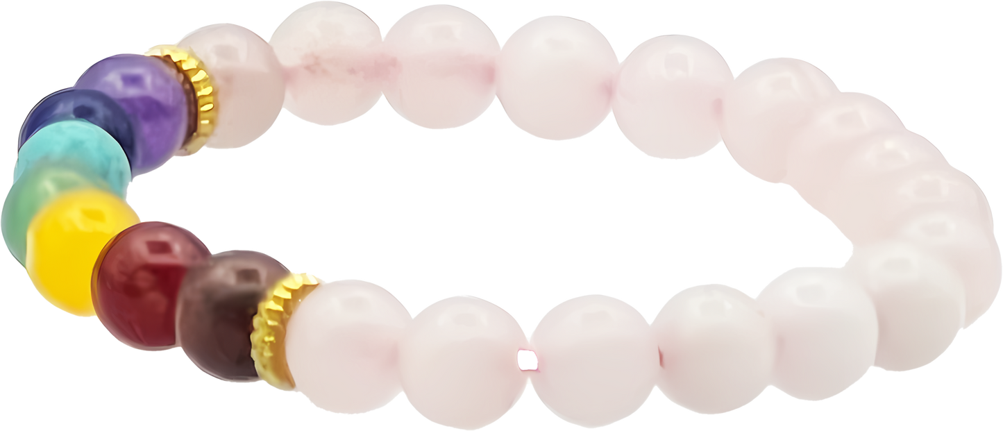 Rose Quarz With 7 Chakra Bracelet
