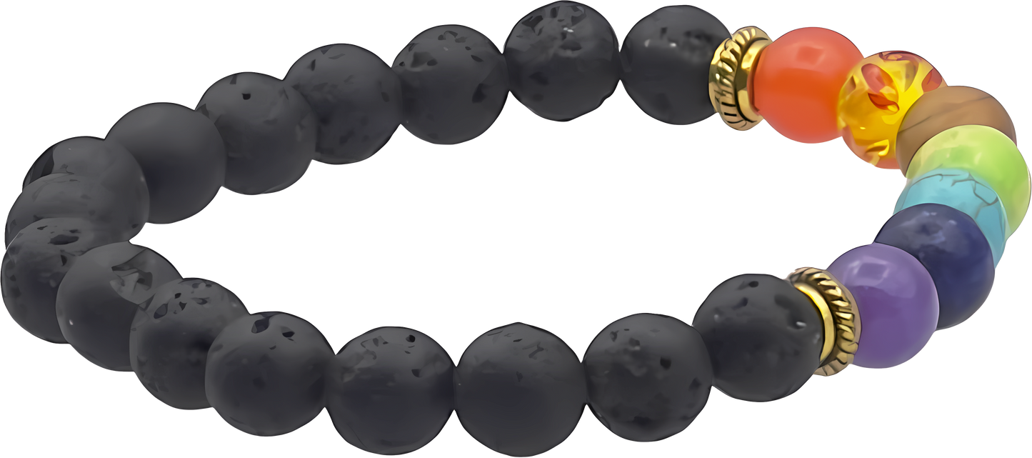 7 Chakra Bracelet with Lava Stones Bracelet