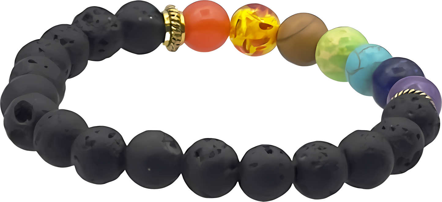 7 Chakra Bracelet with Lava Stones Bracelet