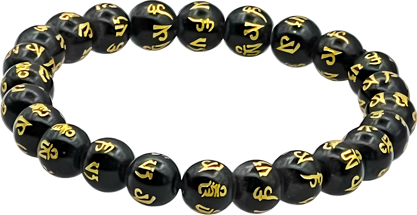 Black Onyx Bracelet with "Om Mani Padme Hum" Bracelet