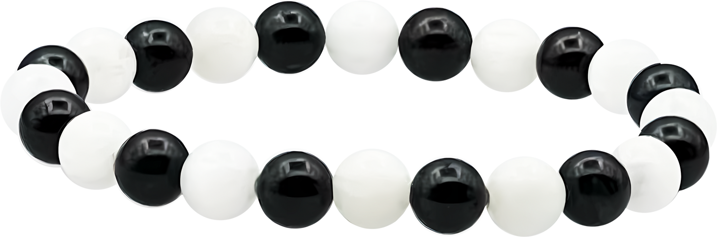 Selenite & Black Tourmaline Bracelet