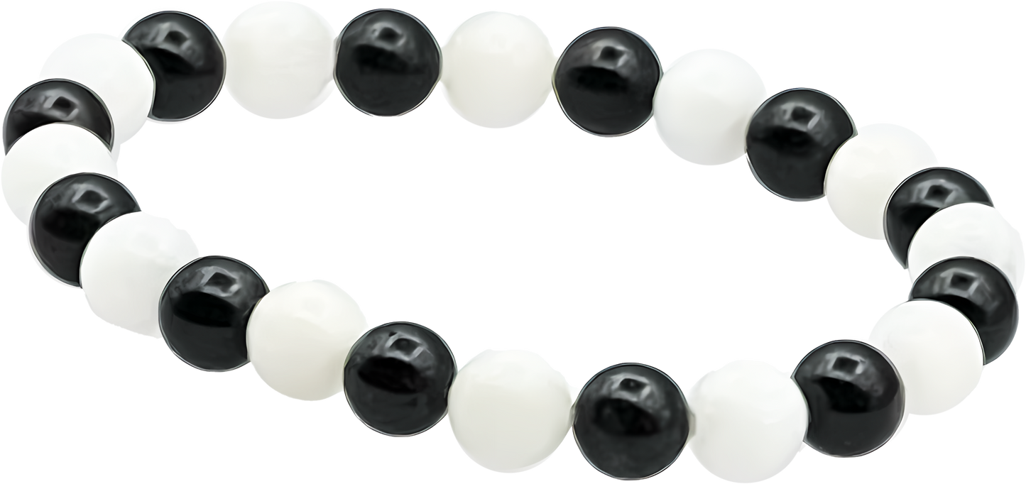 Selenite & Black Tourmaline Bracelet