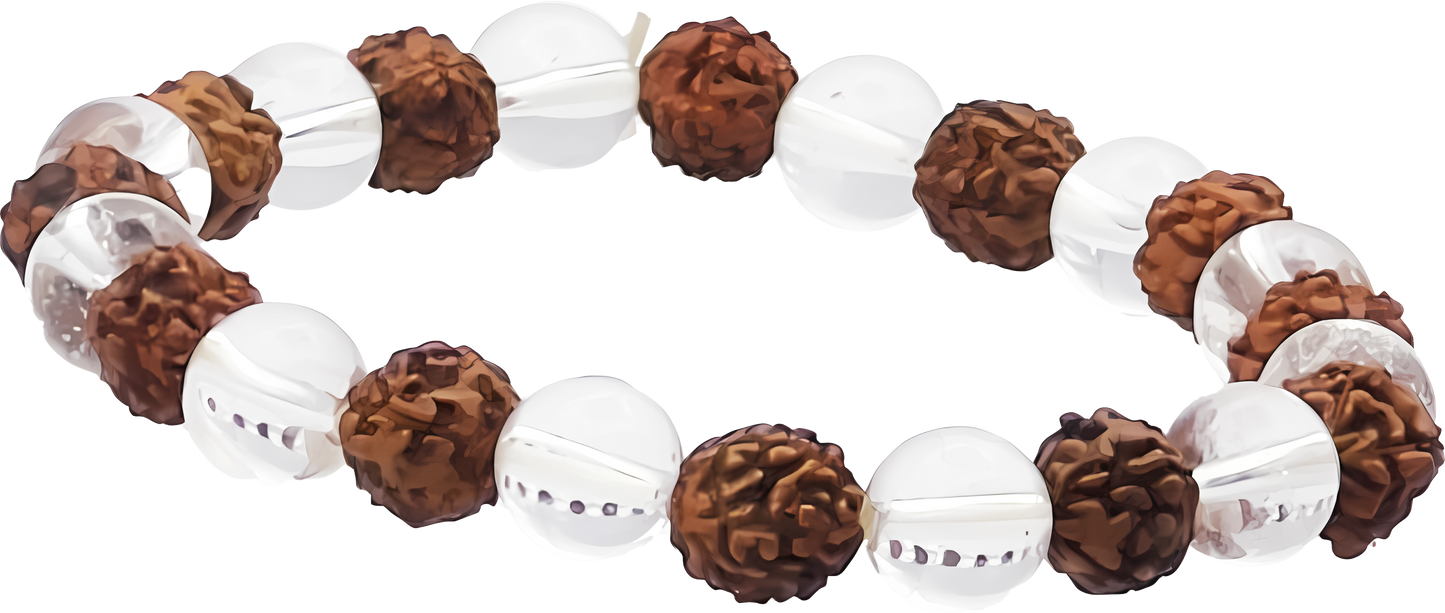 Rudraksha & Clear Quartz Bracelet