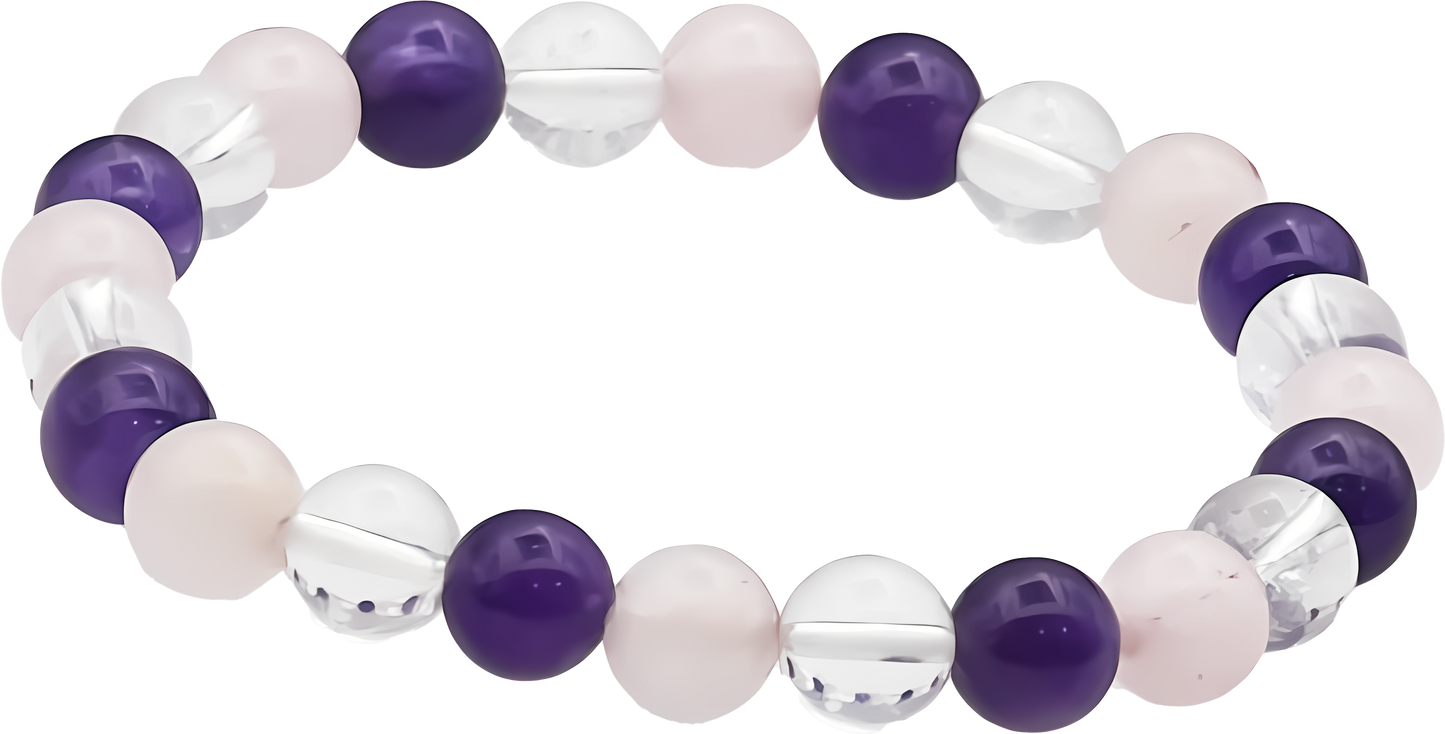 Amethyst & Clear Quartz & Rose Quartz Bracelet