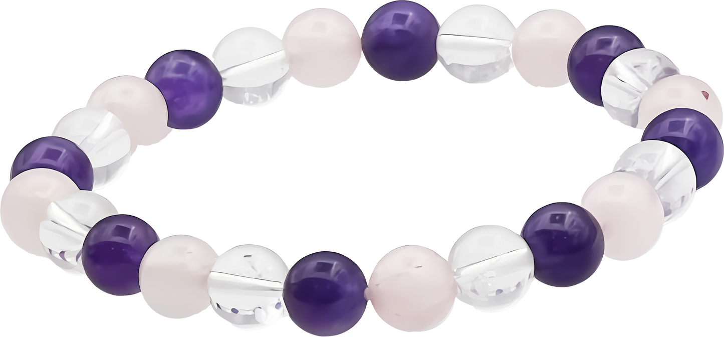 Amethyst & Clear Quartz & Rose Quartz Bracelet