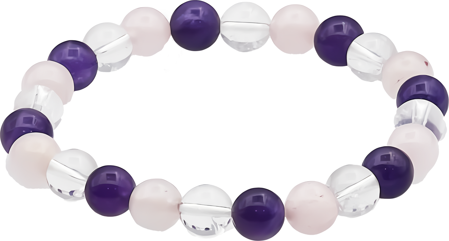 Amethyst & Clear Quartz & Rose Quartz Bracelet