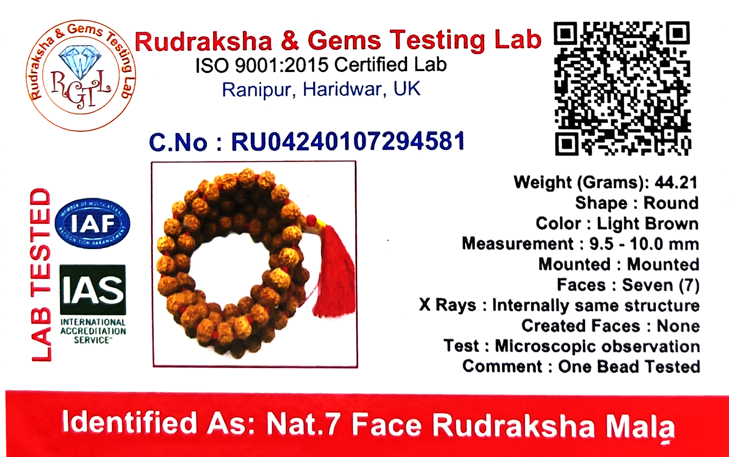7 Mukhi Rudraksha Mala (Certified)